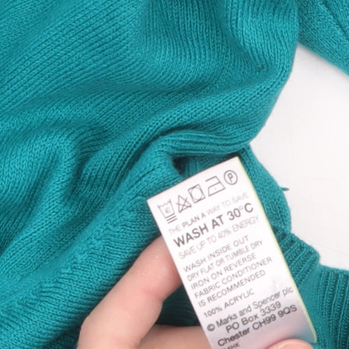 Marks and Spencer Women's Green Cowl Neck Knit Jumper UK 14