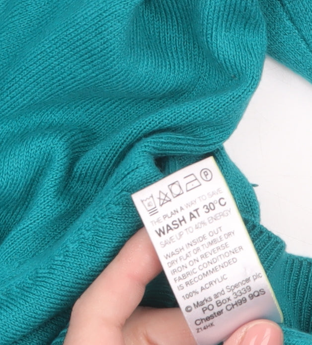 Marks and Spencer Women's Green Cowl Neck Knit Jumper UK 14