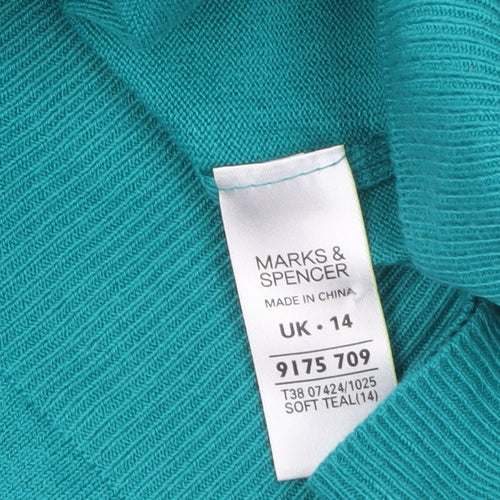 Marks and Spencer Women's Green Cowl Neck Knit Jumper UK 14