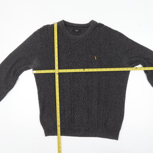 Next Men's Grey Cable Knit Crew Neck Jumper Size L