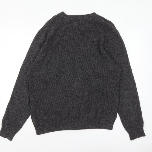 Next Men's Grey Cable Knit Crew Neck Jumper Size L
