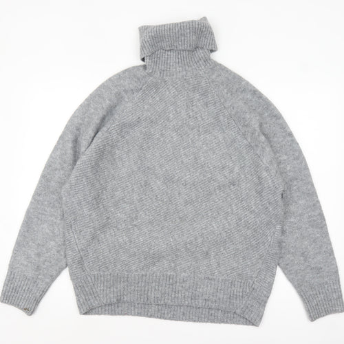 Mango Womens Grey Roll Neck Chunky Knit Pullover Jumper M