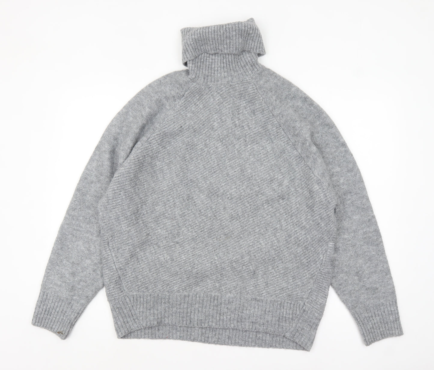 Mango Womens Grey Roll Neck Chunky Knit Pullover Jumper M