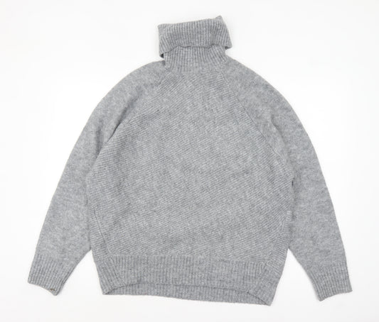 Mango Womens Grey Roll Neck Chunky Knit Pullover Jumper M