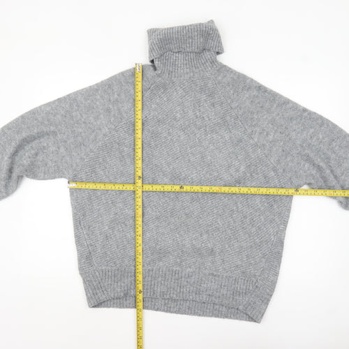 Mango Womens Grey Roll Neck Chunky Knit Pullover Jumper M