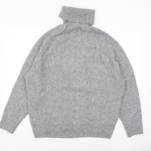 Mango Womens Grey Roll Neck Chunky Knit Pullover Jumper M