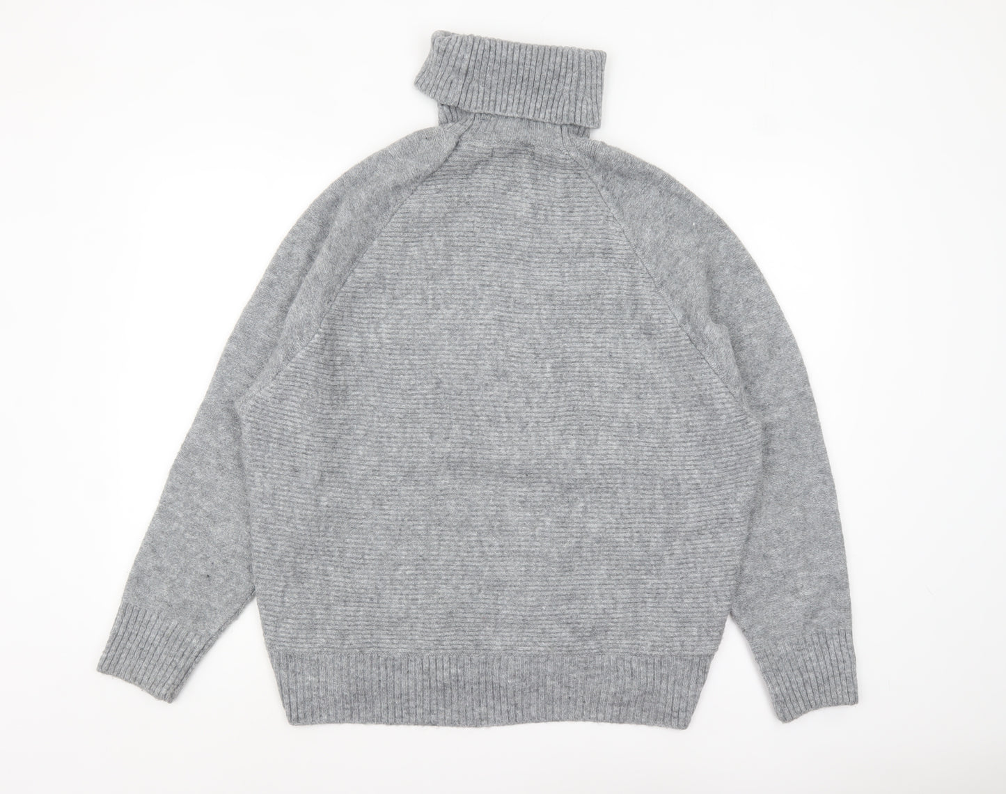 Mango Womens Grey Roll Neck Chunky Knit Pullover Jumper M