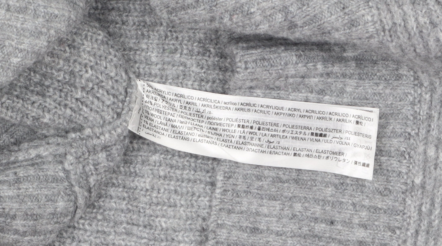 Mango Womens Grey Roll Neck Chunky Knit Pullover Jumper M