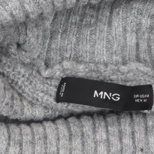 Mango Womens Grey Roll Neck Chunky Knit Pullover Jumper M