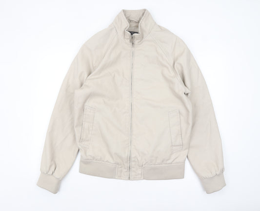 Primark Men Beige Full Zip Bomber Jacket Size M