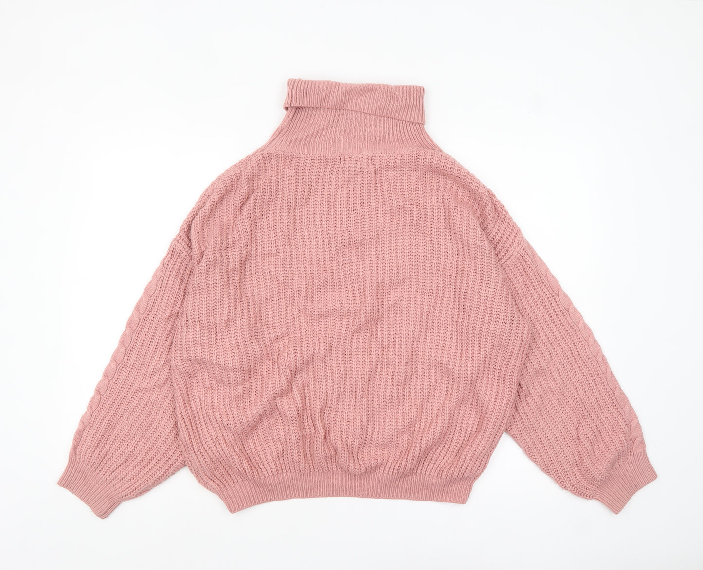 QED LDN Womens Pink Roll Neck Chunky Knit Jumper Size M