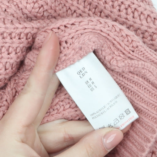QED LDN Womens Pink Roll Neck Chunky Knit Jumper Size M