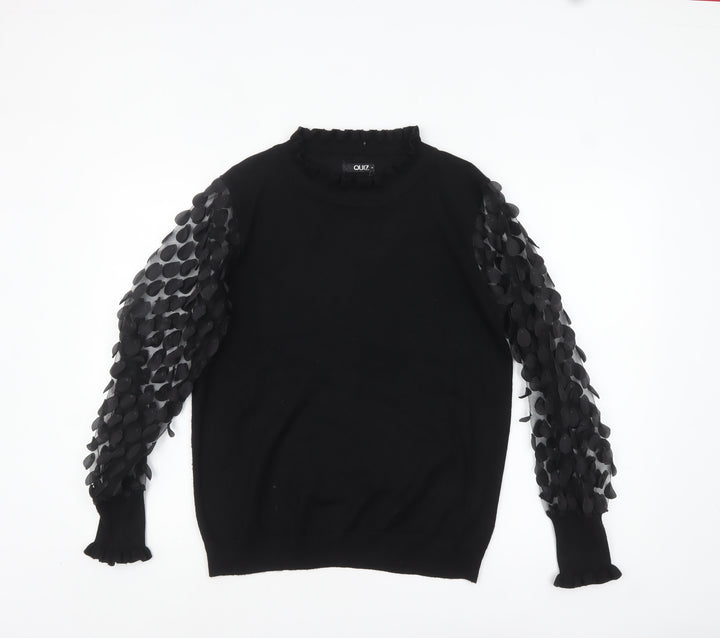 Quiz Women's Black Puff Sleeve High Neck Pullover Jumper M