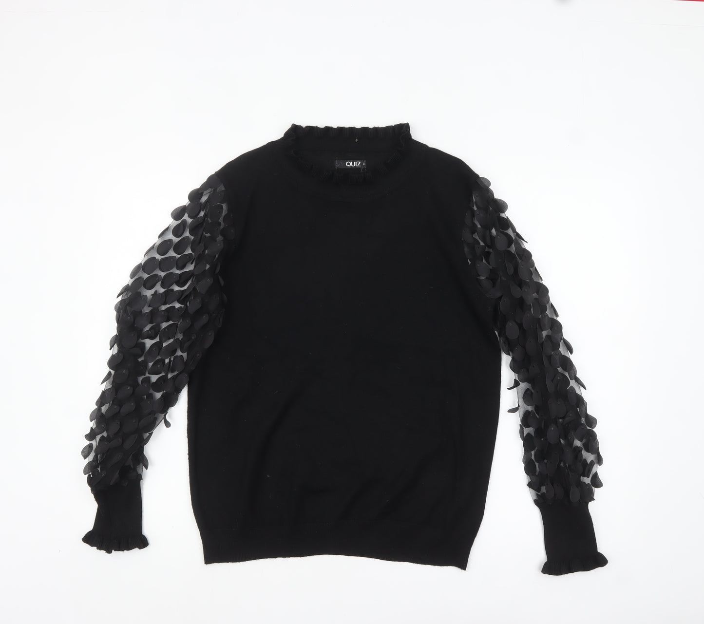 Quiz Women's Black Puff Sleeve High Neck Pullover Jumper M
