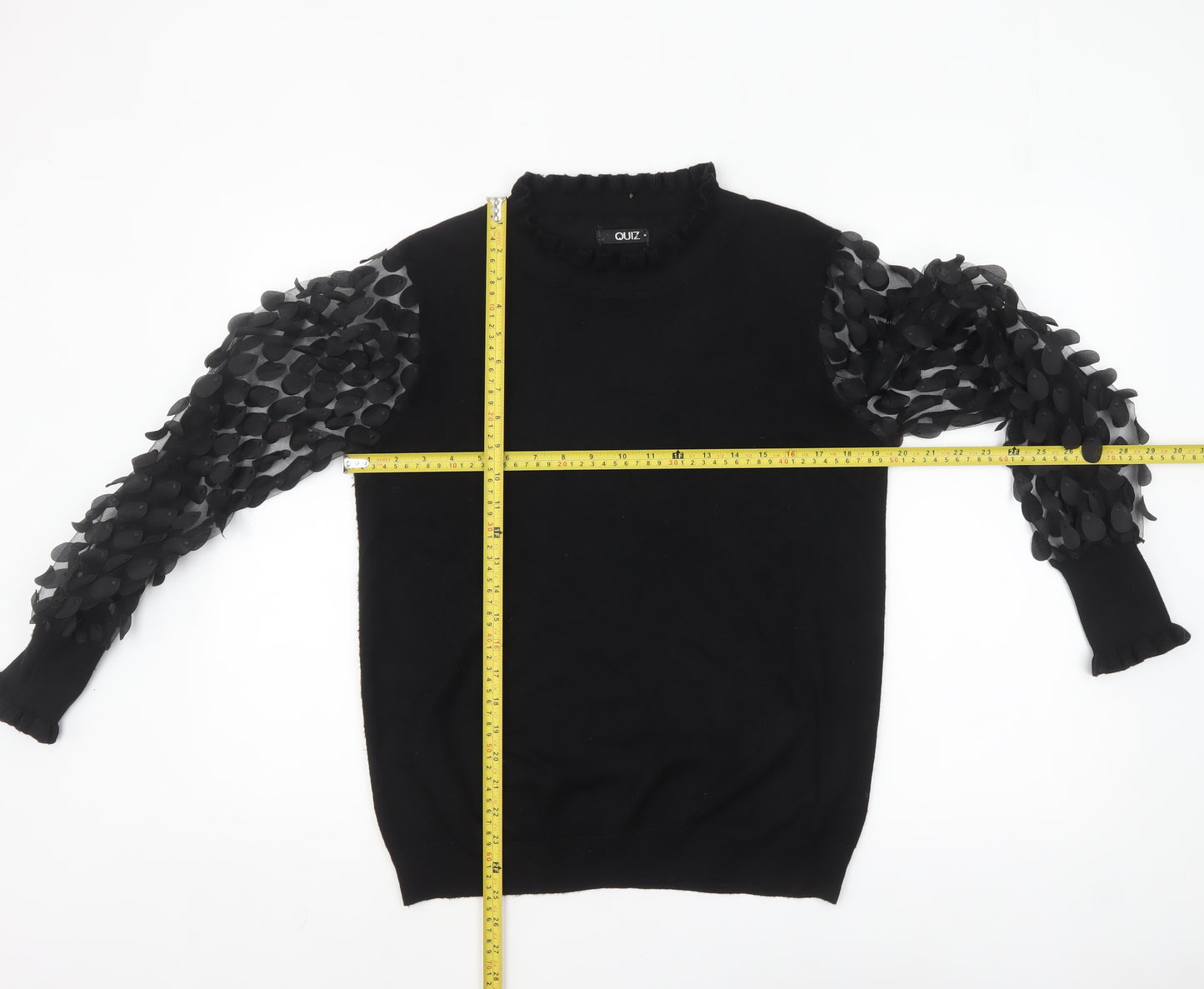 Quiz Women's Black Puff Sleeve High Neck Pullover Jumper M