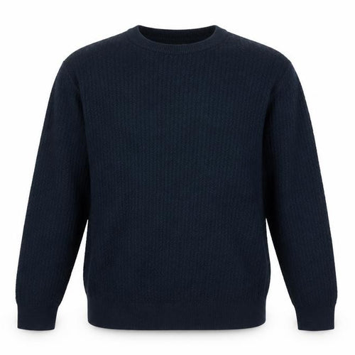 H&M Men’s Blue Cotton Blend Waffle-Knit Crew Neck Jumper Size S