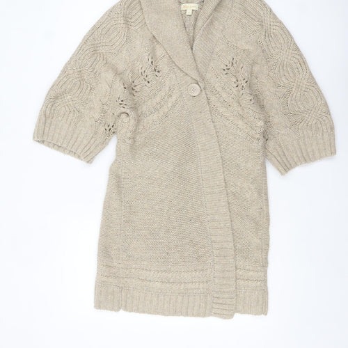 Monsoon Women’s Beige Cable-Knit Shawl Collar Cardigan M