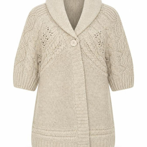 Monsoon Women’s Beige Cable-Knit Shawl Collar Cardigan M
