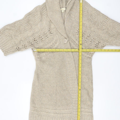 Monsoon Women’s Beige Cable-Knit Shawl Collar Cardigan M
