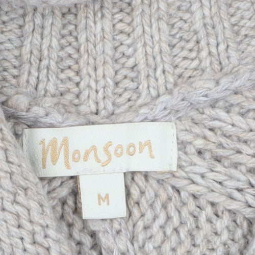 Monsoon Women’s Beige Cable-Knit Shawl Collar Cardigan M