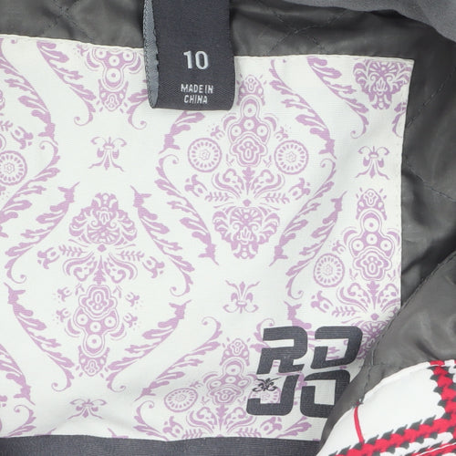 Rojo Womens White Red Check Waterproof Hooded Ski Jacket Size 10