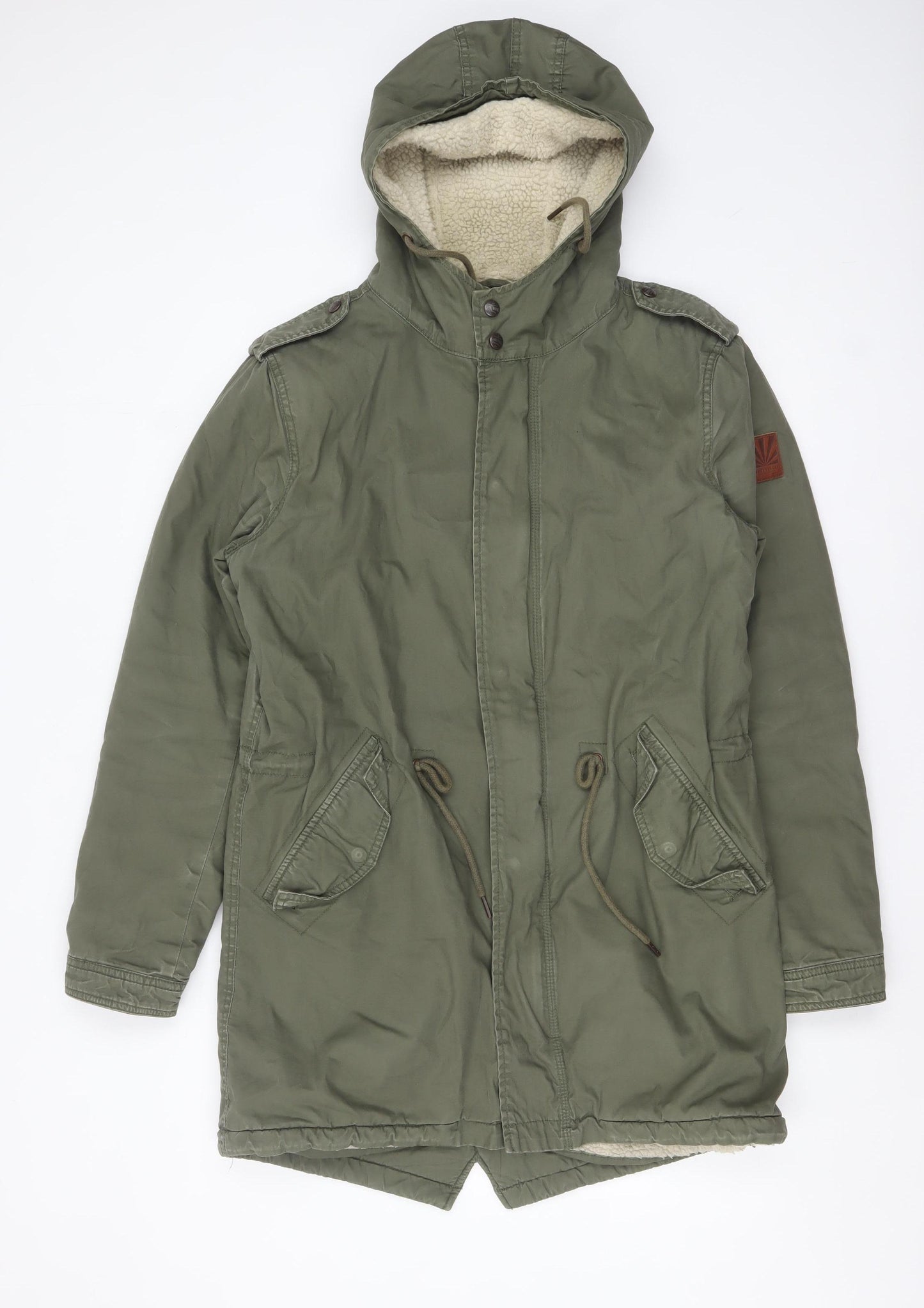 Funky Buddha Women's Green Hooded Parka Coat Size M