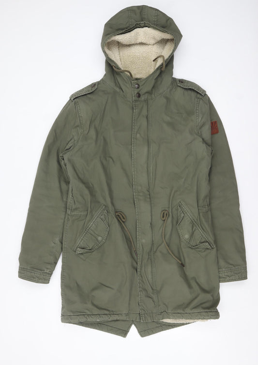 Funky Buddha Women's Green Hooded Parka Coat Size M