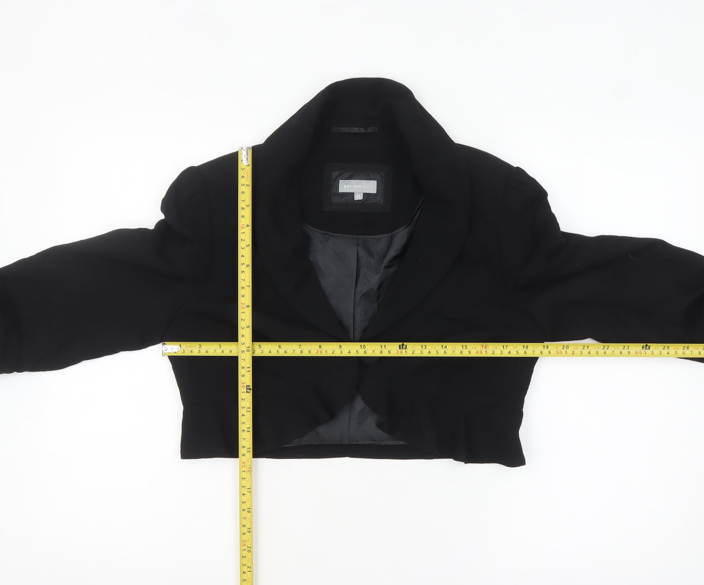 Marks and Spencer Per Una Women's Black Cropped Tuxedo Blazer Size 12