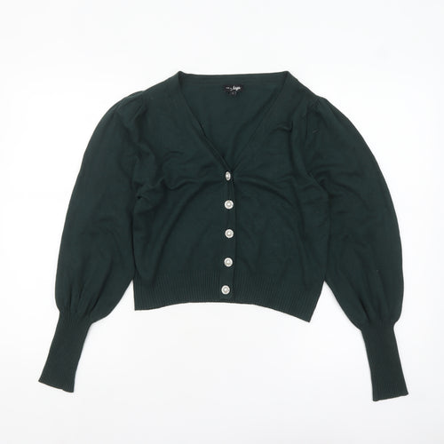 Pour Moi Women Green V-Neck Button Cardigan Size 12