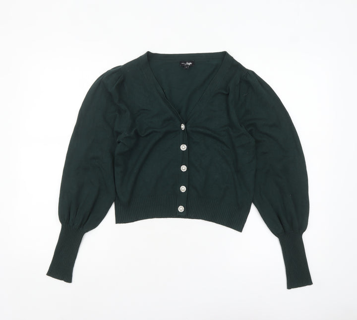 Pour Moi Women Green V-Neck Button Cardigan Size 12