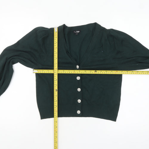 Pour Moi Women Green V-Neck Button Cardigan Size 12