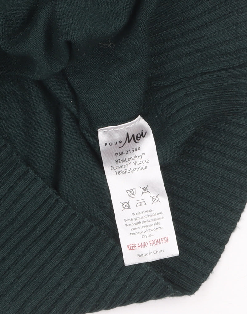 Pour Moi Women Green V-Neck Button Cardigan Size 12