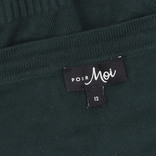 Pour Moi Women Green V-Neck Button Cardigan Size 12