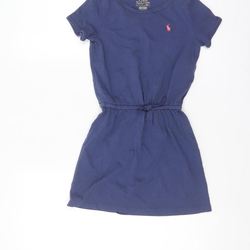 Ralph Lauren Girls Blue Cotton T-Shirt Dress Size 7 Years