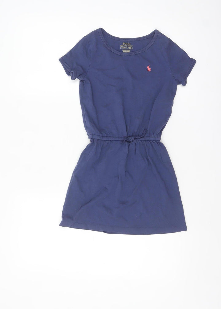 Ralph Lauren Girls Blue Cotton T-Shirt Dress Size 7 Years
