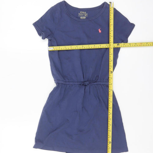 Ralph Lauren Girls Blue Cotton T-Shirt Dress Size 7 Years