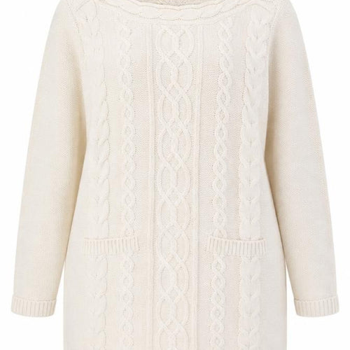 BHS Women Ivory Cable-Knit Acrylic Long Sleeve Jumper Size 18