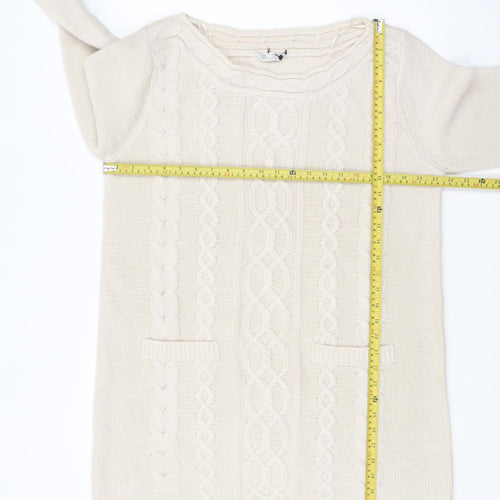 BHS Women Ivory Cable-Knit Acrylic Long Sleeve Jumper Size 18