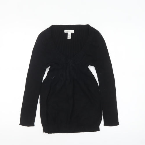 MNG Basics Womens Black V-Neck Long Sleeve Tunic Jumper Size 8