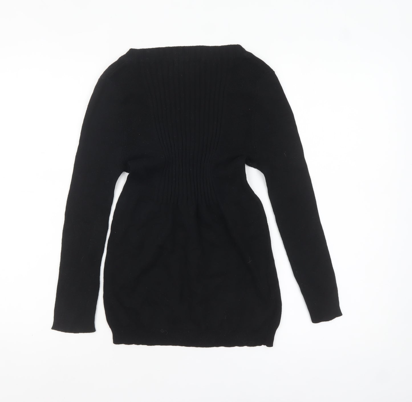 MNG Basics Womens Black V-Neck Long Sleeve Tunic Jumper Size 8