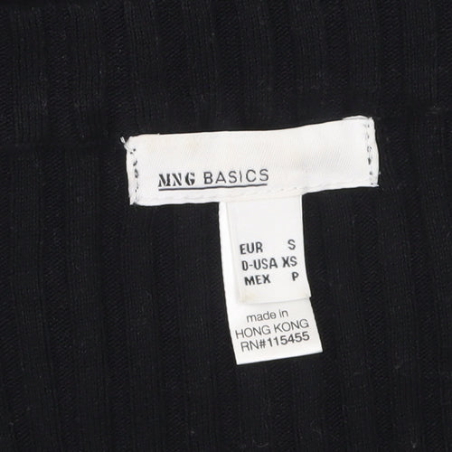 MNG Basics Womens Black V-Neck Long Sleeve Tunic Jumper Size 8