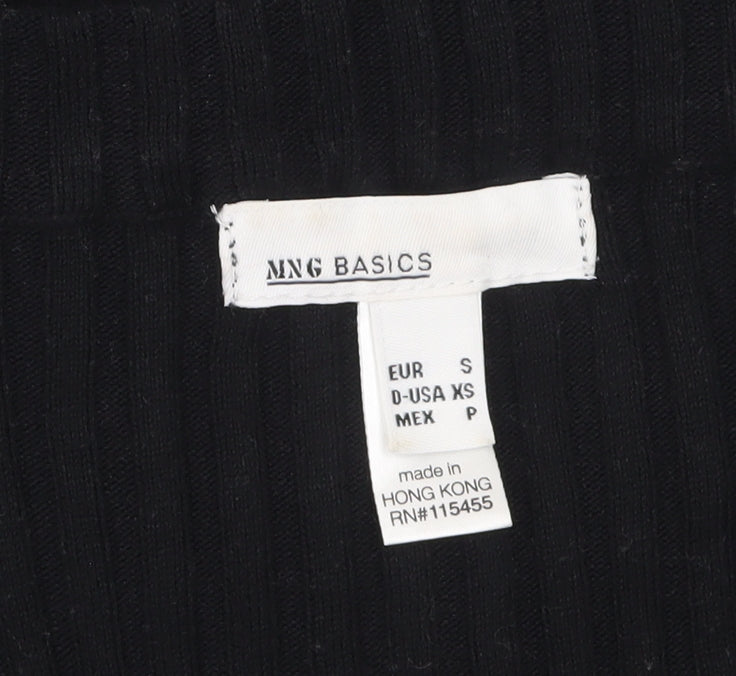 MNG Basics Womens Black V-Neck Long Sleeve Tunic Jumper Size 8