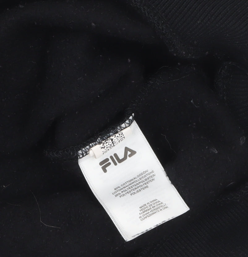 FILA Womens Black Pink Colourblock Logo Pullover Sweatshirt XXS