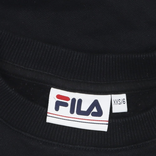 FILA Womens Black Pink Colourblock Logo Pullover Sweatshirt XXS