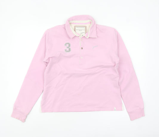 Joules Women’s Pink Long Sleeve Cotton Polo Shirt Size 14