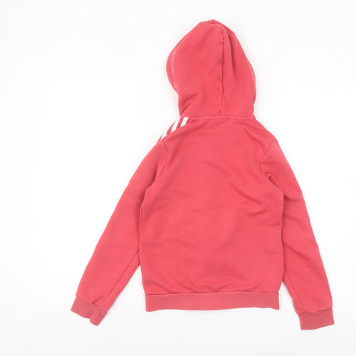 Adidas Girls Pink Full Zip Hoodie 9-10 Years Sports Casual Hooded Sweatshirt
