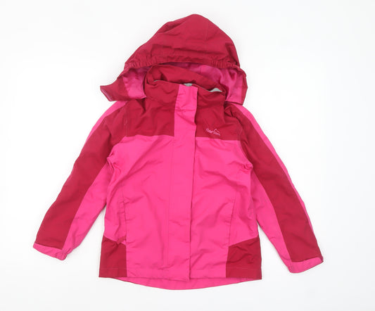 Peter Storm Girls Pink 7-8 Years Hooded Waterproof Rain Coat Jacket