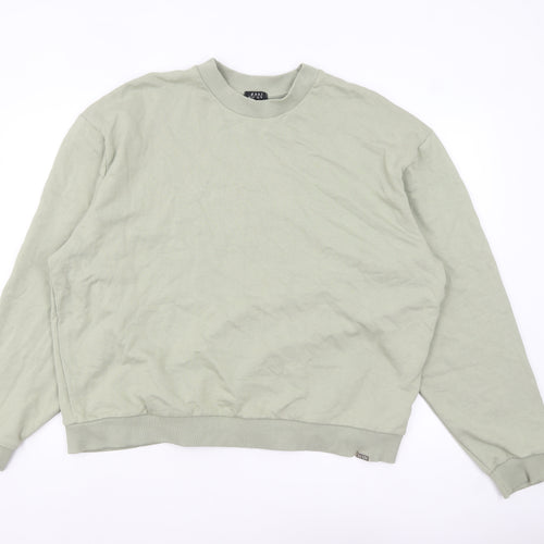 boohooMAN Men's Green XL Pullover Sweatshirt Crew Neck Regular Fit