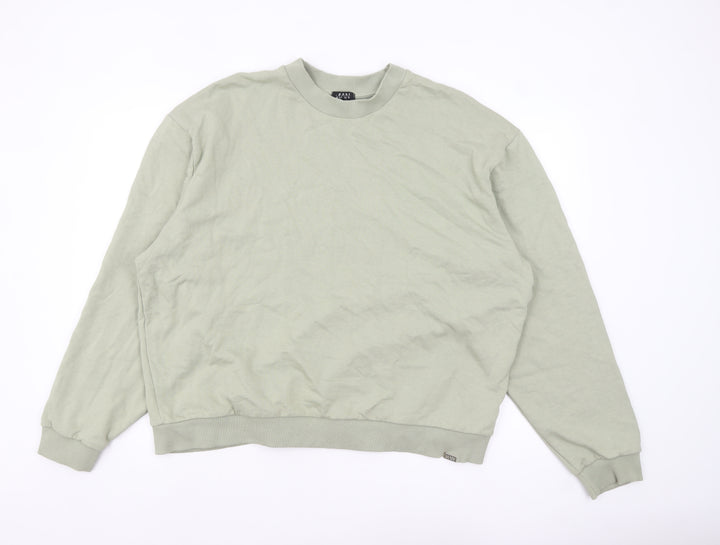 boohooMAN Men's Green XL Pullover Sweatshirt Crew Neck Regular Fit
