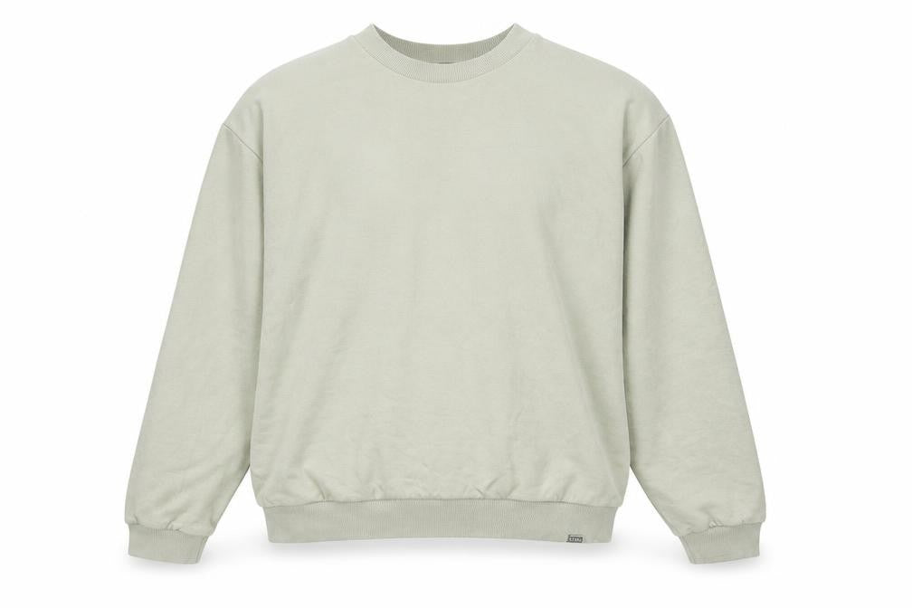 Front view of boohooMAN Men's Green XL Pullover Sweatshirt Crew Neck Regular Fit